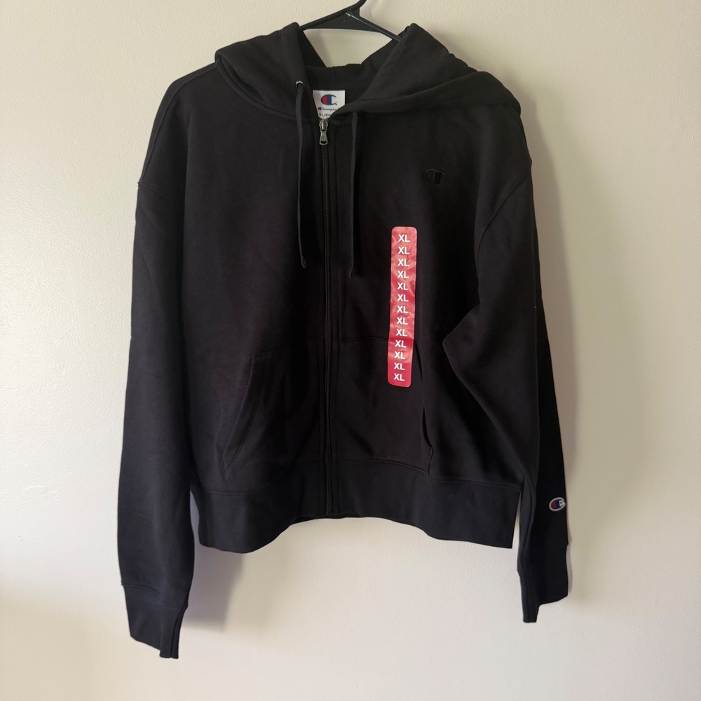 Champion Black Full Zip Hoodie Sweatshirt XL CPW254JK03 Womens Fleece Jacket